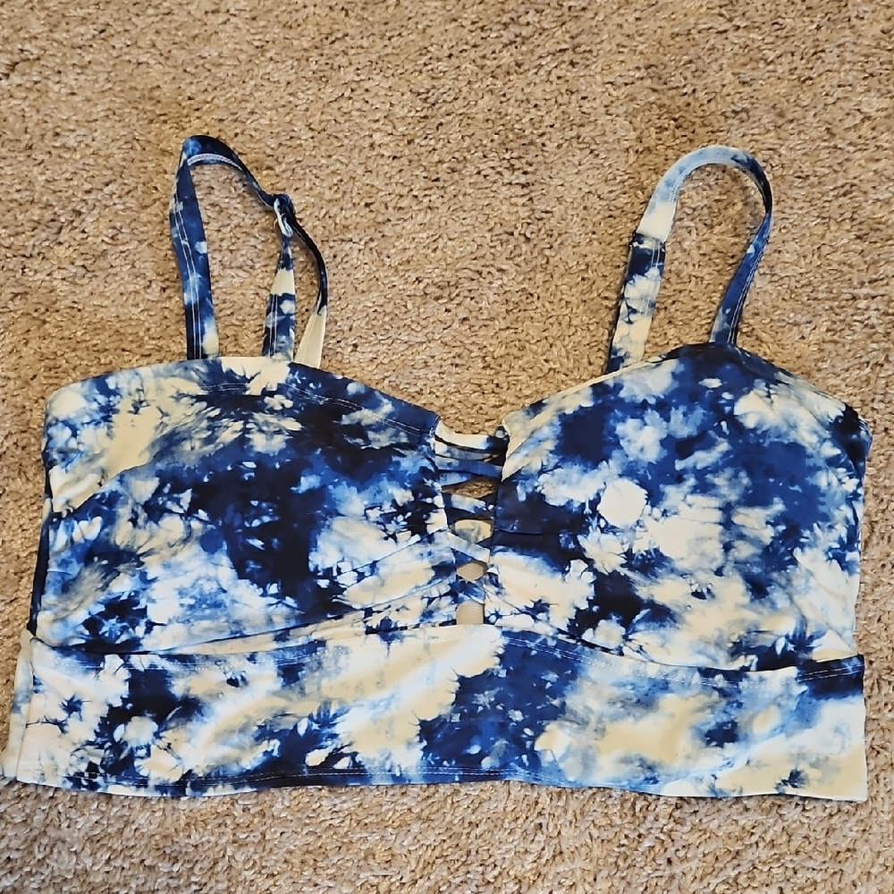 Torrid BLue and White Tie-Dye Swim Bikini Top - Size 1